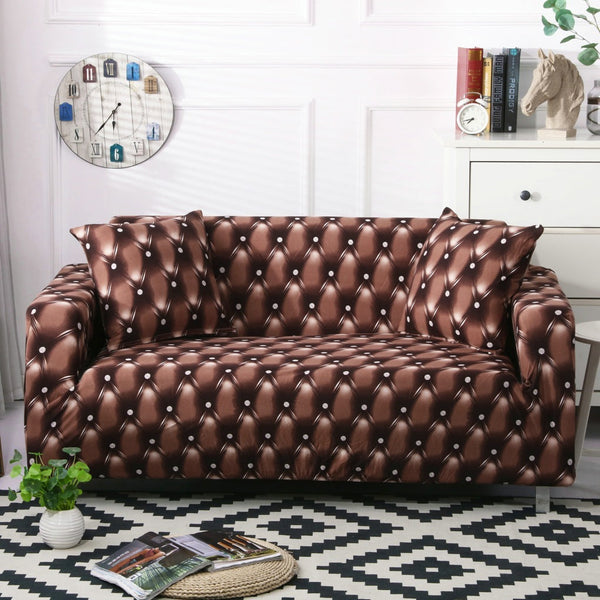 HKM-724371 Floral Modern Polyester Slipcover for Double Seat Sofa with Geometric Pattern