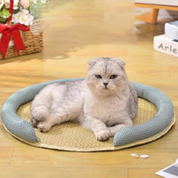 HKM-7244221 Cooling Cat Rattan Bed with Breathable Cushion and Lightweight Summer Mattress