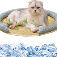 HKM-7244221 Cooling Cat Rattan Bed with Breathable Cushion and Lightweight Summer Mattress