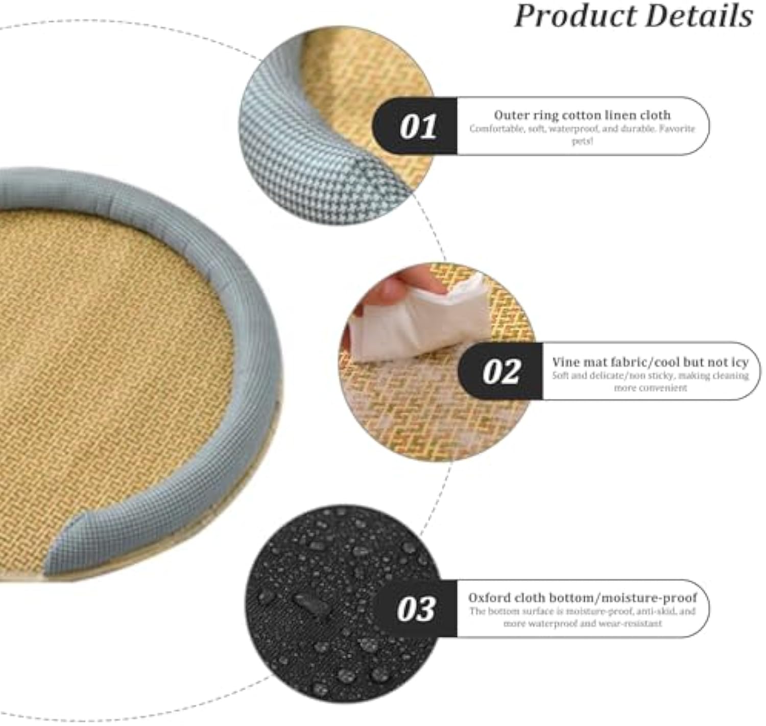 HKM-7244221 Cooling Cat Rattan Bed with Breathable Cushion and Lightweight Summer Mattress