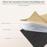 HKM-7244221 Cooling Cat Rattan Bed with Breathable Cushion and Lightweight Summer Mattress