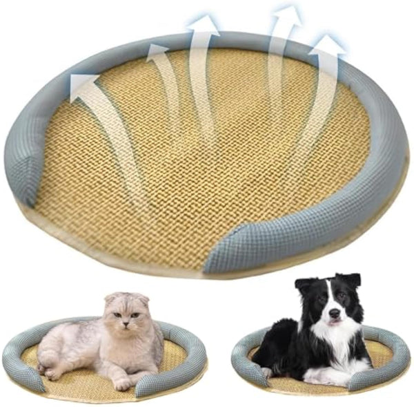 HKM-7244221 Cooling Cat Rattan Bed with Breathable Cushion and Lightweight Summer Mattress
