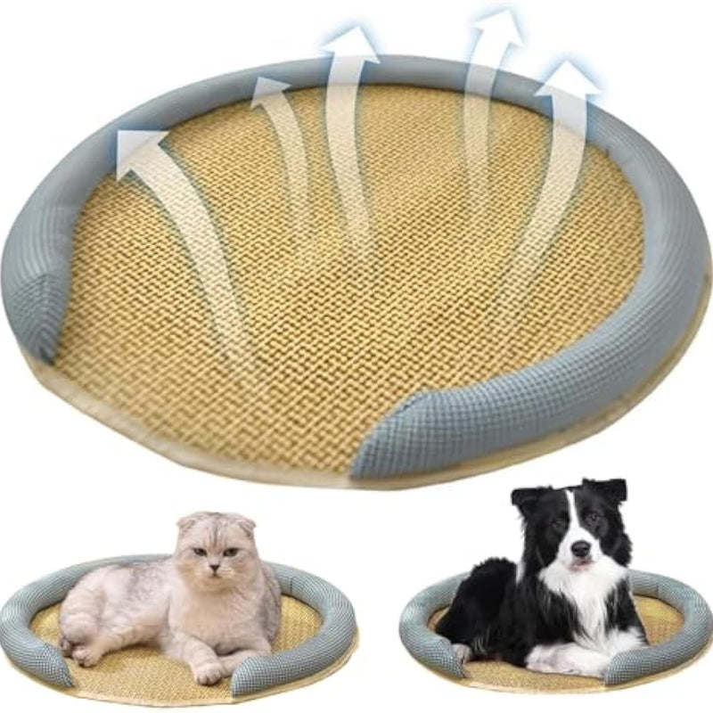 HKM-7244221 Cooling Cat Rattan Bed with Breathable Cushion and Lightweight Summer Mattress