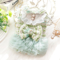 HKM-7244349 Lace Skirt Dress for Small Dogs - Soft Woolen Fabric in Multiple Colors