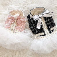 HKM-7244349 Lace Skirt Dress for Small Dogs - Soft Woolen Fabric in Multiple Colors