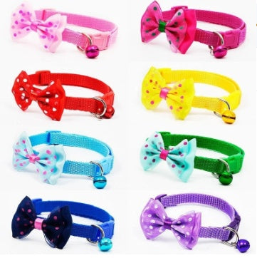 HKM-7244733 Adjustable Pet Bow Collar with Bell for Small to Medium Dogs