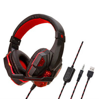 HKM-724499 Illuminated Wired Gaming Headset with Adjustable Microphone and Volume Control for PC, PS4, Switch, and Laptop