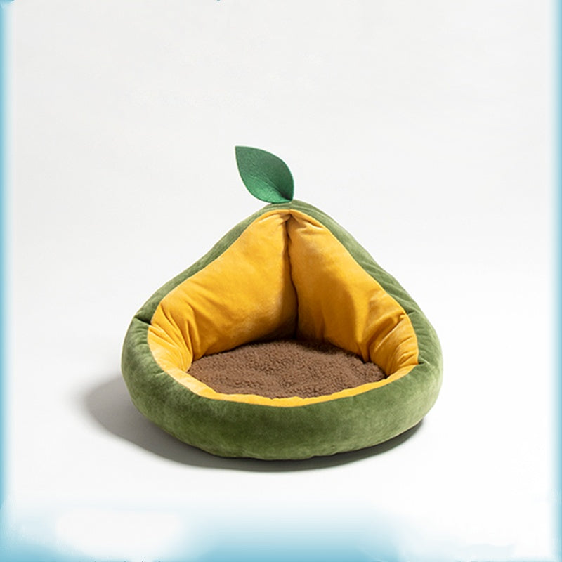 HKM-7246781 Avocado-Themed Detachable Pet Nest for Cats and Small Dogs, Cotton Material, Compact Size 480x450x300mm