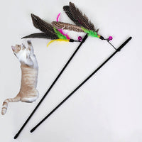 HKM-7247549 Plush Cat Teaser Feather Toy with Bell for Engaging Playtime