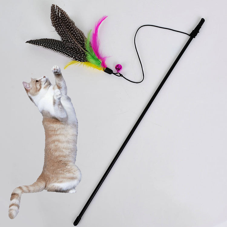 HKM-7247549 Plush Cat Teaser Feather Toy with Bell for Engaging Playtime