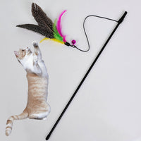 HKM-7247549 Plush Cat Teaser Feather Toy with Bell for Engaging Playtime