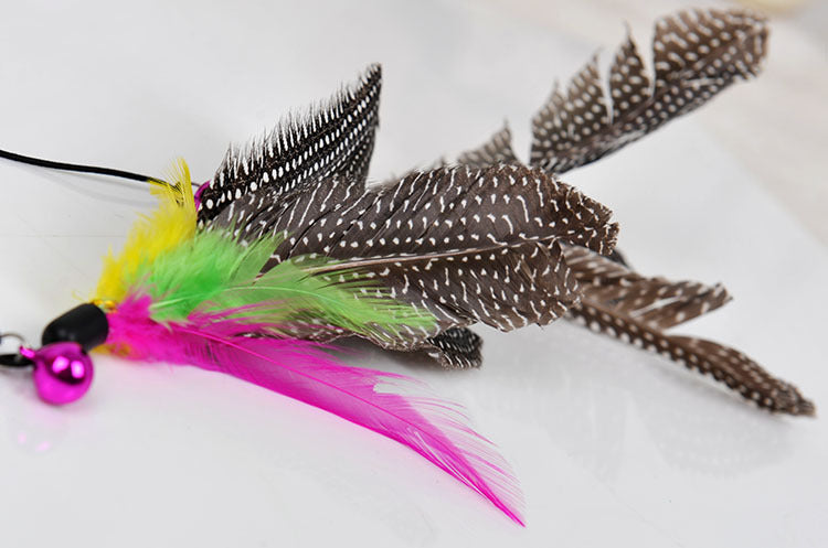 HKM-7247549 Plush Cat Teaser Feather Toy with Bell for Engaging Playtime
