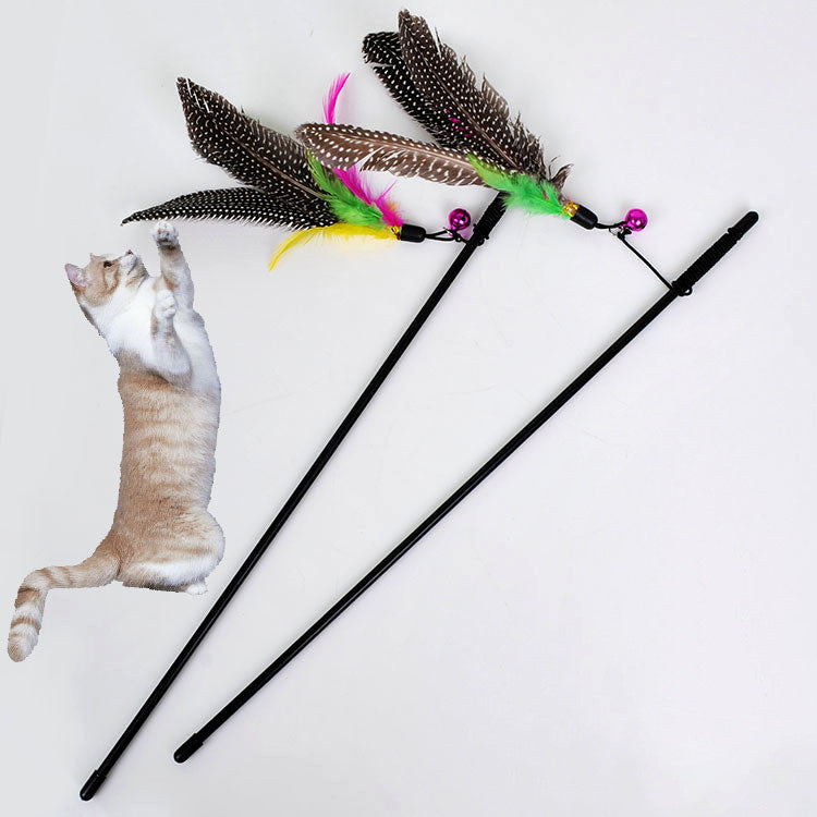 HKM-7247549 Plush Cat Teaser Feather Toy with Bell for Engaging Playtime