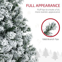 HKM-724755 9' Flocked Artificial Christmas Tree with Snowy Branches and Warm White LED Lights, Auto Open Feature
