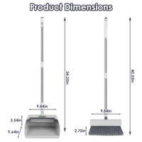 HKM-7248189 4-in-1 Broom and Dustpan Set with Adjustable Stainless Steel Handle for Indoor and Outdoor Cleaning