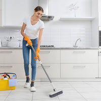 HKM-7248189 4-in-1 Broom and Dustpan Set with Adjustable Stainless Steel Handle for Indoor and Outdoor Cleaning