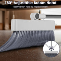 HKM-7248189 4-in-1 Broom and Dustpan Set with Adjustable Stainless Steel Handle for Indoor and Outdoor Cleaning