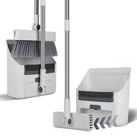 HKM-7248189 4-in-1 Broom and Dustpan Set with Adjustable Stainless Steel Handle for Indoor and Outdoor Cleaning