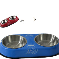 HKM-7248701 Stainless Steel Non-Slip Double Bowl for Dog Food and Water, 10-10.9cm Diameter