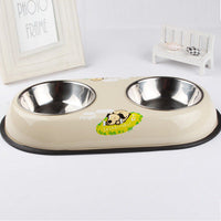 HKM-7248701 Stainless Steel Non-Slip Double Bowl for Dog Food and Water, 10-10.9cm Diameter
