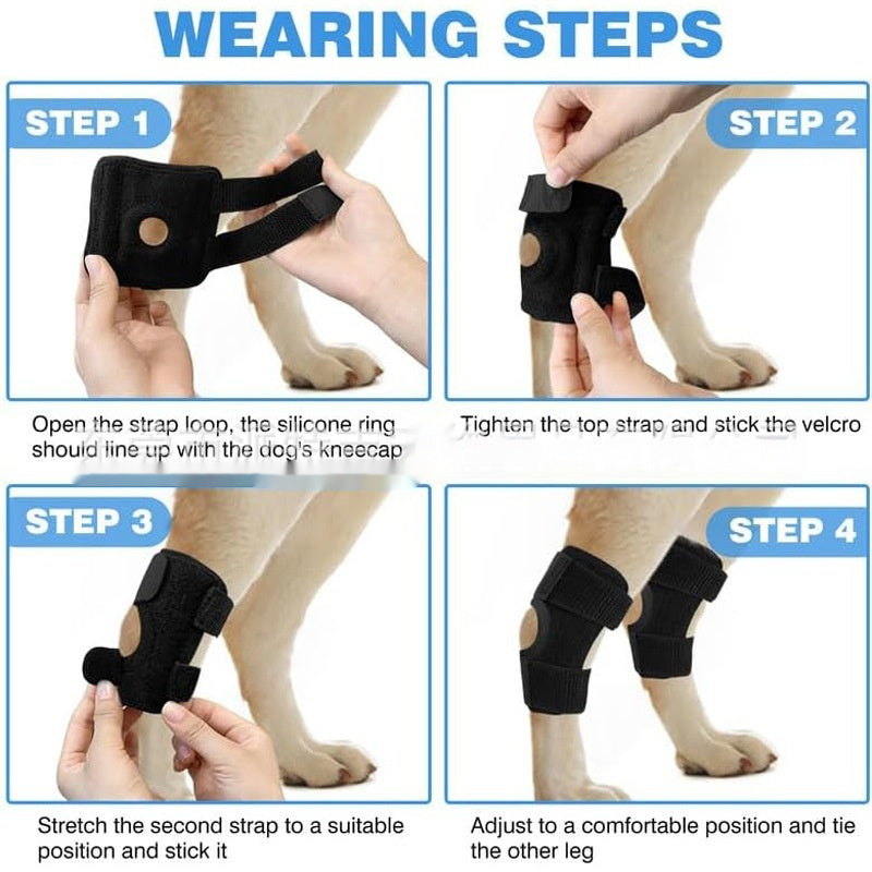 HKM-7249341 Pet Dog Joint Knee Pad for ACL Tear Rehabilitation and Joint Dislocation Protection - Black