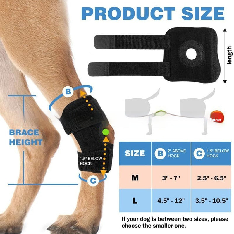HKM-7249341 Pet Dog Joint Knee Pad for ACL Tear Rehabilitation and Joint Dislocation Protection - Black