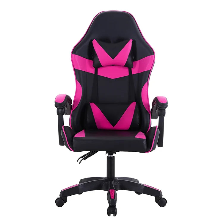 HKM-725011 Ergonomic White and Pink Gaming Chair with RGB Lighting and High-Quality Leather Finish