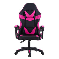 HKM-725011 Ergonomic White and Pink Gaming Chair with RGB Lighting and High-Quality Leather Finish