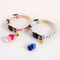 HKM-7250493 Adjustable Double Layer Nylon Necklace with Tassels and Safety Buckle - Pink and Blue Options