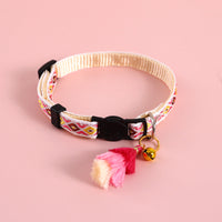 HKM-7250493 Adjustable Double Layer Nylon Necklace with Tassels and Safety Buckle - Pink and Blue Options