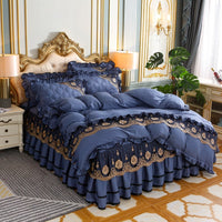 HKM-725139 European Style Quilted Bedspread Set with Bed Skirt - Various Colors Available
