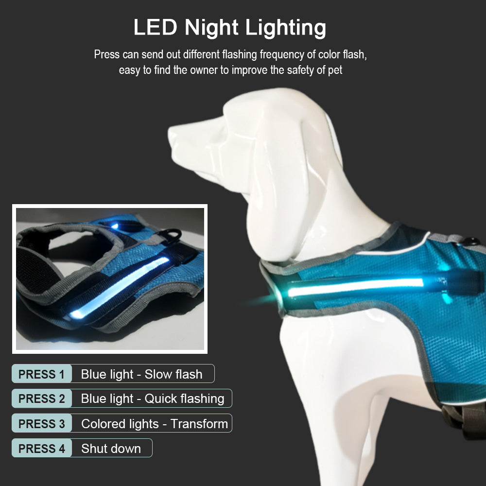 HKM-7251773 Luminous LED Pet Chest Strap - Lake Blue and Fluorescent Green Options Available