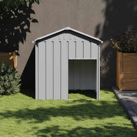 HKM-7252541 Light Gray Galvanized Steel Doghouse with Roof, 117x103x123 cm, Safe and Comfortable Shelter for Pets