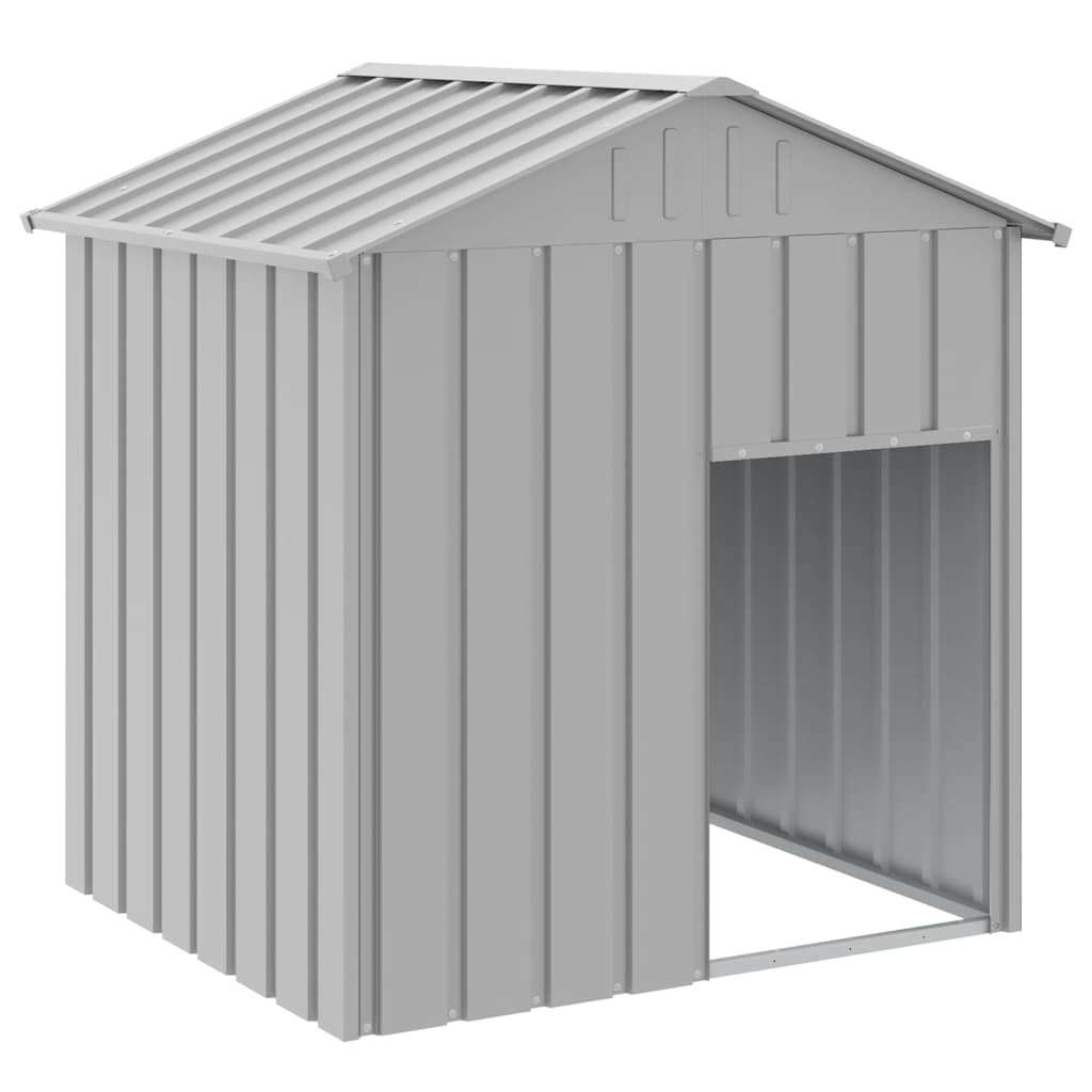 HKM-7252541 Light Gray Galvanized Steel Doghouse with Roof, 117x103x123 cm, Safe and Comfortable Shelter for Pets