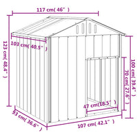HKM-7252541 Light Gray Galvanized Steel Doghouse with Roof, 117x103x123 cm, Safe and Comfortable Shelter for Pets