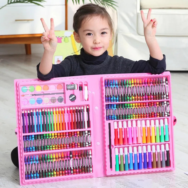 HKM-725267 Children's Watercolor Pen Set - 150 Washable Stationery Tools for Creative Drawing