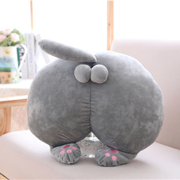HKM-725267 Funny Cat Butt Pillow and Hand Warmer, Gray and Gray-White Color Options, Soft PP Cotton Filling, 50x40cm Size