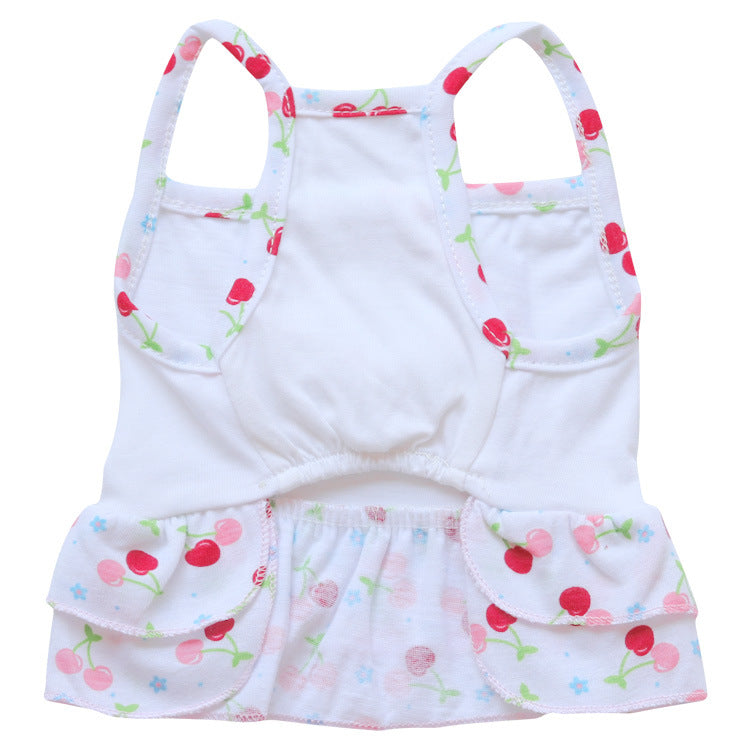 HKM-7253053 Cherry Blossom Cotton Dog Suspender Skirt for Pets