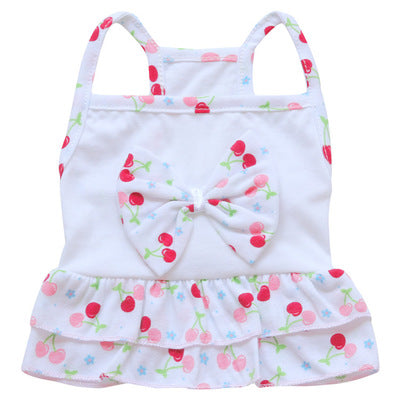 HKM-7253053 Cherry Blossom Cotton Dog Suspender Skirt for Pets