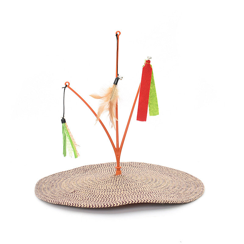 HKM-7253309 Cat Scratching Pad with Cotton Rope and Feather Stick for All Ages