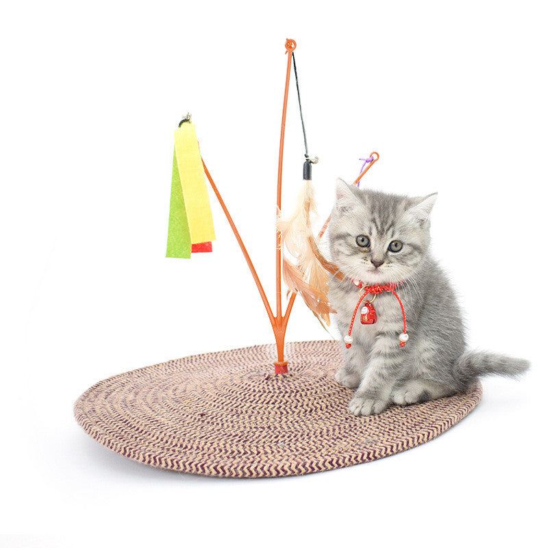 HKM-7253309 Cat Scratching Pad with Cotton Rope and Feather Stick for All Ages