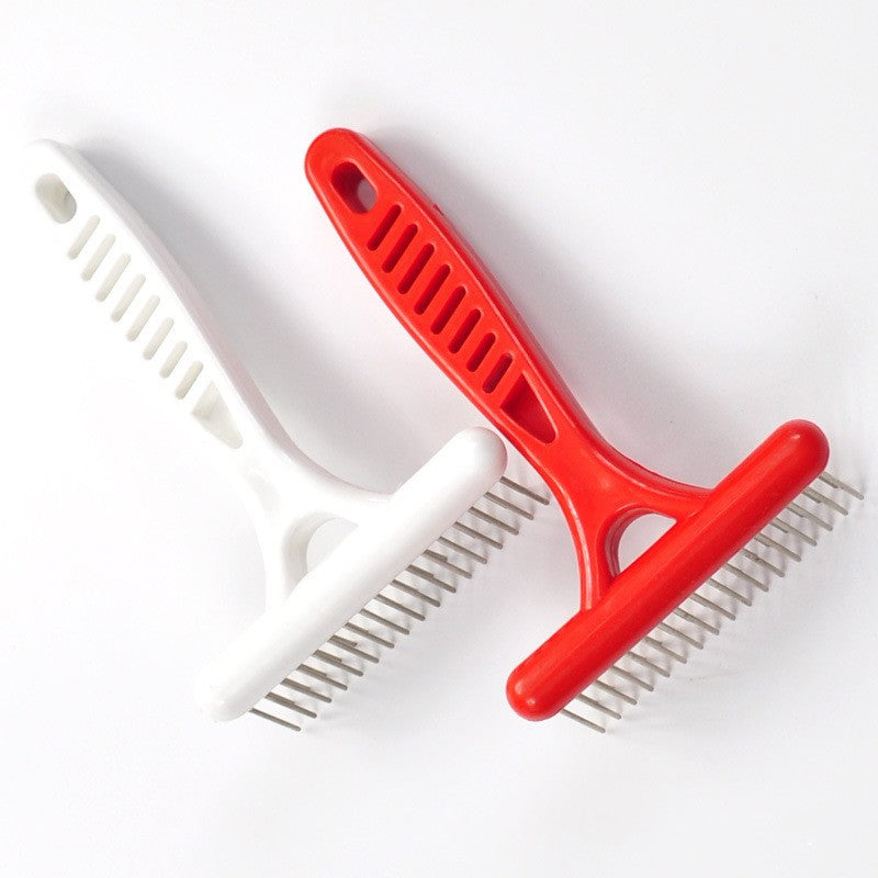 HKM-7254077 Knot Untying Comb for Dogs and Cats - ABS and Stainless Steel, White and Red Options