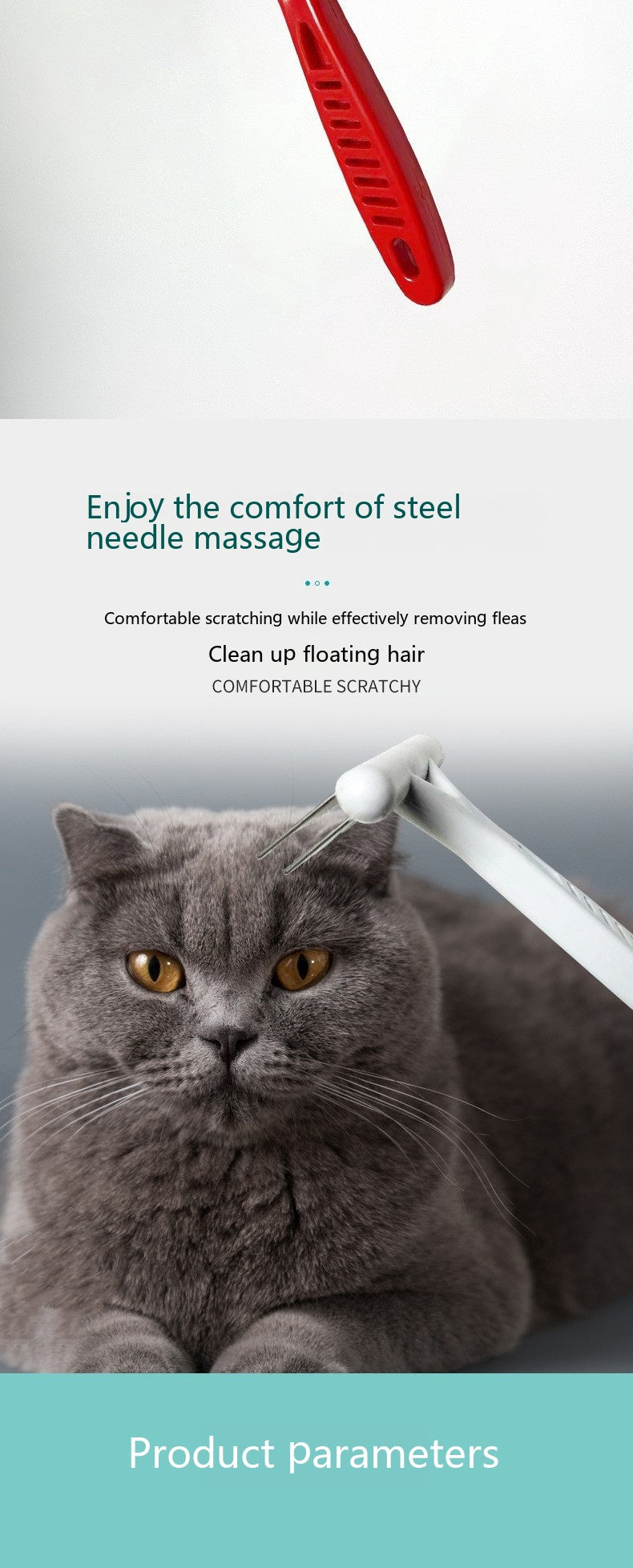 HKM-7254077 Knot Untying Comb for Dogs and Cats - ABS and Stainless Steel, White and Red Options