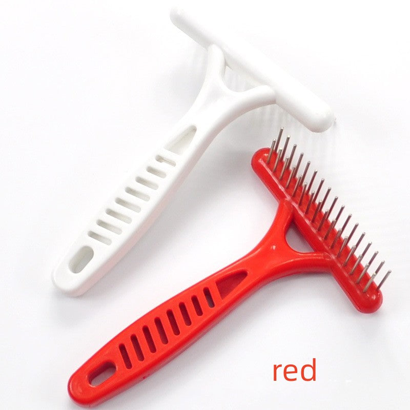 HKM-7254077 Knot Untying Comb for Dogs and Cats - ABS and Stainless Steel, White and Red Options