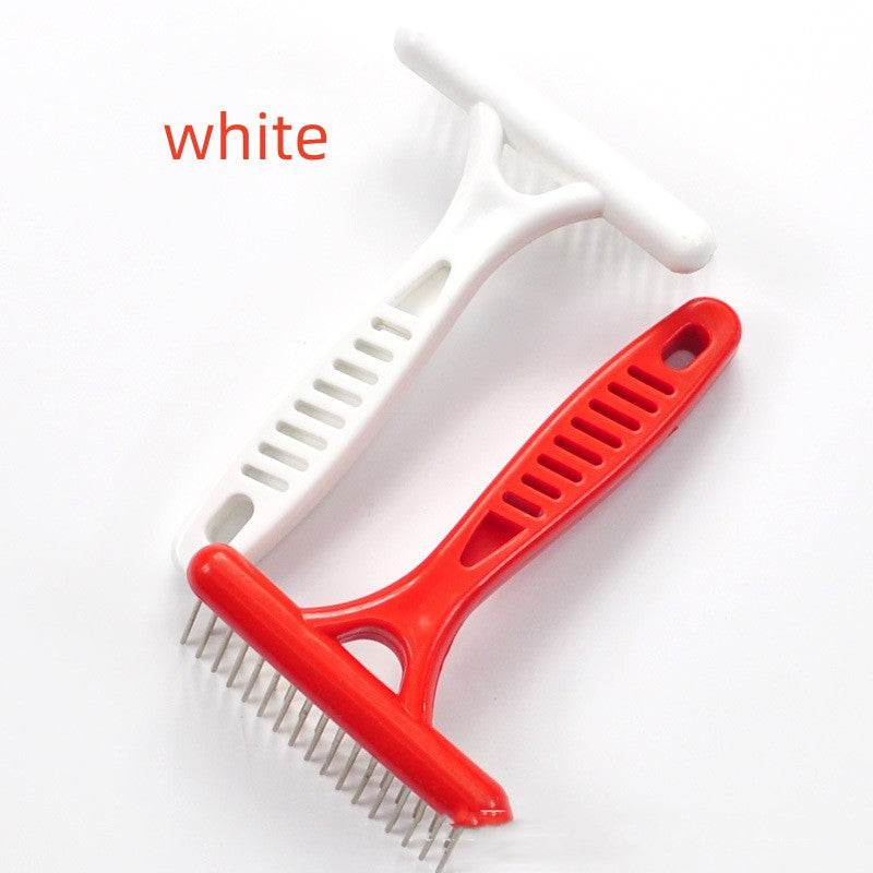 HKM-7254077 Knot Untying Comb for Dogs and Cats - ABS and Stainless Steel, White and Red Options