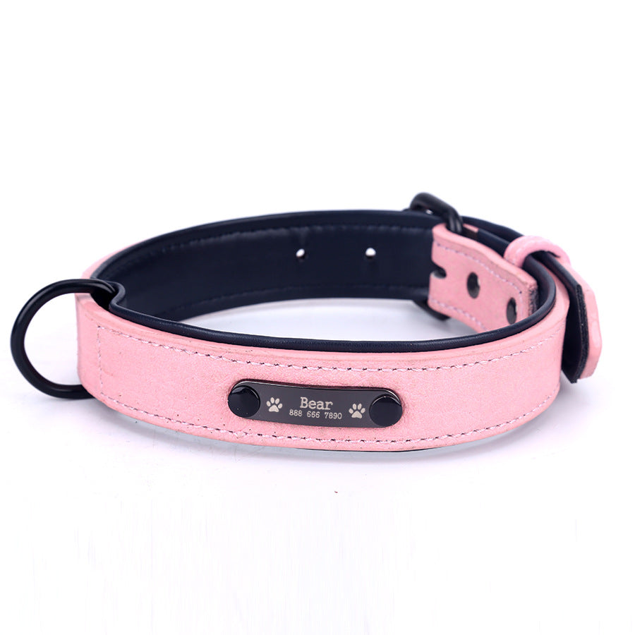 HKM-7254333 Customizable Anti-Loss Nameplate Dog Collar with Traction Rope - Durable Fiber Material