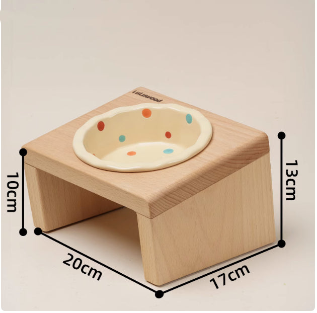 HKM-7254461 Heightened Ceramic Pet Bowl Rack with Neck Protector for Comfort