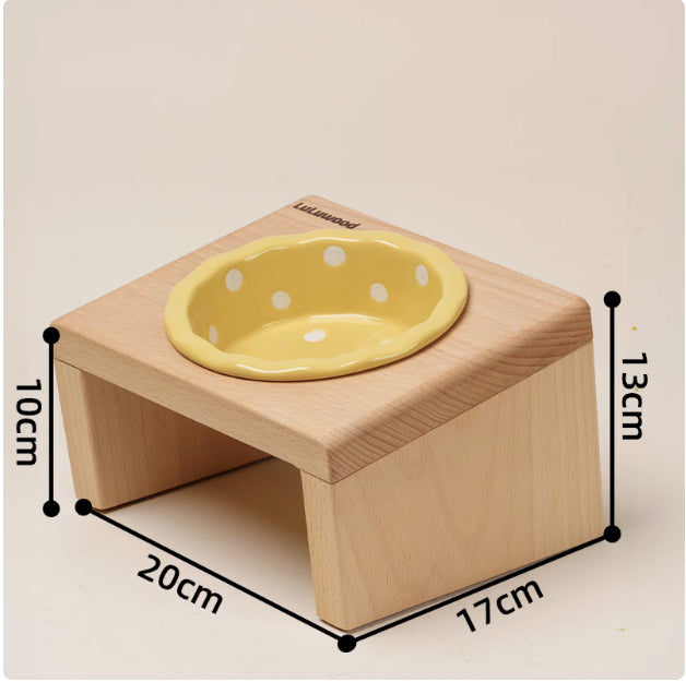 HKM-7254461 Heightened Ceramic Pet Bowl Rack with Neck Protector for Comfort