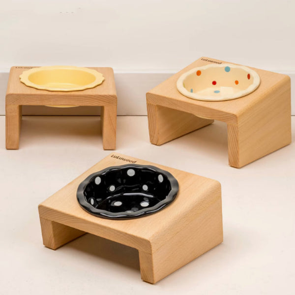 HKM-7254461 Heightened Ceramic Pet Bowl Rack with Neck Protector for Comfort