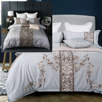HKM-725459 Elegant European-Style Multi-Piece Cotton Satin Bedding Set - Four-Piece and Seven-Piece Options Available, Perfect for 1.5-2.0m Beds